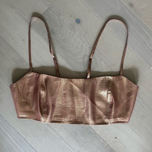 Retrofete Tops - Retrofete silk metallic crop top